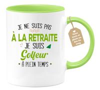 quotedazur Café-Croissant - Mug Personnalisé Tasse Cadeau Noël Je Ne Suis Pas A La Retraite Je Suis Golfeur - Vert/Céramique
