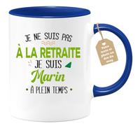 quotedazur Café-Croissant - Mug Personnalisé Tasse Cadeau Noël Je Ne Suis Pas A La Retraite Je Suis Marin - Bleu/Céramique