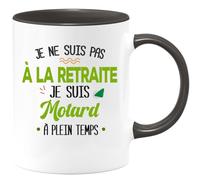 quotedazur Café-Croissant - Mug Personnalisé Tasse Cadeau Noël Je Ne Suis Pas A La Retraite Je Suis Motard - Noir/Céramique