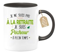 quotedazur Café-Croissant - Mug Personnalisé Tasse Cadeau Noël Je Ne Suis Pas A La Retraite Je Suis Pêcheur - Noir/Céramique