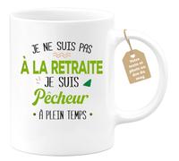 quotedazur Café-Croissant - Mug Personnalisé Tasse Cadeau Noël Je Ne Suis Pas A La Retraite Je Suis Pêcheur - Blanc/Céramique