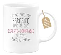 quotedazur Café-Croissant - Mug Personnalisé Tasse Cadeau Noël Je Ne Suis Pas Parfaite Mais Je Suis Experte Comptable Et C'Est Presque Pareil - Blanc/Céramique