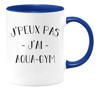 quotedazur Café-Croissant - Mug Personnalisé Tasse Cadeau Noël Je Peux Pas J'Ai Aqua Gym - Bleu/Céramique