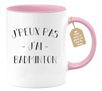 quotedazur Café-Croissant - Mug Personnalisé Tasse Cadeau Noël Je Peux Pas J'Ai Badminton - Rose/Céramique