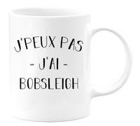 quotedazur Café-Croissant - Mug Personnalisé Tasse Cadeau Noël Je Peux Pas J'Ai Bobsleigh - Blanc/Céramique