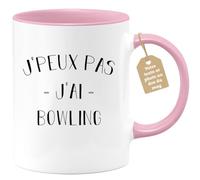quotedazur Café-Croissant - Mug Personnalisé Tasse Cadeau Noël Je Peux Pas J'Ai Bowling - Rose/Céramique