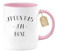 quotedazur Café-Croissant - Mug Personnalisé Tasse Cadeau Noël Je Peux Pas J'Ai Boxe - Rose/Céramique