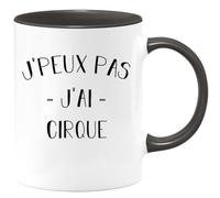 quotedazur Café-Croissant - Mug Personnalisé Tasse Cadeau Noël Je Peux Pas J'Ai Cirque - Noir/Céramique