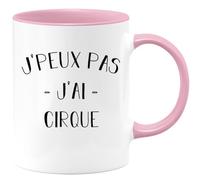 quotedazur Café-Croissant - Mug Personnalisé Tasse Cadeau Noël Je Peux Pas J'Ai Cirque - Rose/Céramique