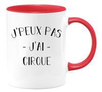 quotedazur Café-Croissant - Mug Personnalisé Tasse Cadeau Noël Je Peux Pas J'Ai Cirque - Rouge/Céramique