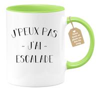 quotedazur Café-Croissant - Mug Personnalisé Tasse Cadeau Noël Je Peux Pas J'Ai Escalade - Vert/Céramique