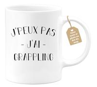 quotedazur Café-Croissant - Mug Personnalisé Tasse Cadeau Noël Je Peux Pas J'Ai Grappling - Blanc/Céramique