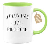 quotedazur Café-Croissant - Mug Personnalisé Tasse Cadeau Noël Je Peux Pas J'Ai Ping Pong - Vert/Céramique