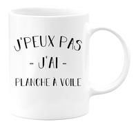 quotedazur Café-Croissant - Mug Personnalisé Tasse Cadeau Noël Je Peux Pas J'Ai Planche A Voile - Blanc/Céramique