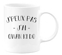 quotedazur Café-Croissant - Mug Personnalisé Tasse Cadeau Noël Je Peux Pas J'Ai Qwan Ki Do - Blanc/Céramique