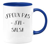 quotedazur Café-Croissant - Mug Personnalisé Tasse Cadeau Noël Je Peux Pas J'Ai Salsa - Bleu/Céramique