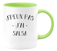 quotedazur Café-Croissant - Mug Personnalisé Tasse Cadeau Noël Je Peux Pas J'Ai Salsa - Vert/Céramique
