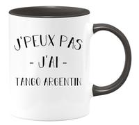 quotedazur Café-Croissant - Mug Personnalisé Tasse Cadeau Noël Je Peux Pas J'Ai Tango Argentin - Noir/Céramique