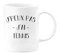 quotedazur Café-Croissant - Mug Personnalisé Tasse Cadeau Noël Je Peux Pas J'Ai Tennis - Blanc/Céramique