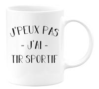 quotedazur Café-Croissant - Mug Personnalisé Tasse Cadeau Noël Je Peux Pas J'Ai Tir Sportif - Blanc/Céramique
