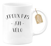 quotedazur Café-Croissant - Mug Personnalisé Tasse Cadeau Noël Je Peux Pas J'Ai Velo - Blanc/Céramique