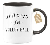 quotedazur Café-Croissant - Mug Personnalisé Tasse Cadeau Noël Je Peux Pas J'Ai Volley Ball - Noir/Céramique