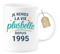 quotedazur Café-Croissant - Mug Personnalisé Tasse Cadeau Noël Je Rends La Vie Plus Belle Depuis 1995 - Blanc/Céramique