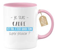 quotedazur Café-Croissant - Mug Personnalisé Tasse Cadeau Noël Je Suis Cadre Et Toi C'Est Quoi Ton Super Pouvoir - Rose/Céramique