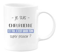 quotedazur Café-Croissant - Mug Personnalisé Tasse Cadeau Noël Je Suis Chirurgienne Et Toi C'Est Quoi Ton Super Pouvoir - Blanc/Céramique