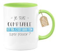 quotedazur Café-Croissant - Mug Personnalisé Tasse Cadeau Noël Je Suis Comptable Et Toi C'Est Quoi Ton Super Pouvoir - Vert/Céramique