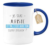 quotedazur Café-Croissant - Mug Personnalisé Tasse Cadeau Noël Je Suis Juriste Et Toi C'Est Quoi Ton Super Pouvoir - Bleu/Céramique