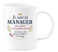quotedazur Café-Croissant - Mug Personnalisé Tasse Cadeau Noël Je Suis La Manager De Cette Incroyable Team Et Merci De M'Avoir Offert Ce Mug - Blanc/Céramique