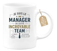 quotedazur Café-Croissant - Mug Personnalisé Tasse Cadeau Noël Je Suis Le Manager De Cette Incroyable Team Et Merci De M'Avoir Offert Ce Mug - Blanc/Céramique