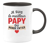 quotedazur Café-Croissant - Mug Personnalisé Tasse Cadeau Noël Je Suis Le Meilleur Papy Du Monde Entier Futur Papou Pépé Fête Des Grand-Pères Papi Annonce Naissance - Noir/Céramique