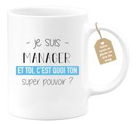 quotedazur Café-Croissant - Mug Personnalisé Tasse Cadeau Noël Je Suis Manager Et Toi C'Est Quoi Ton Super Pouvoir - Blanc/Céramique