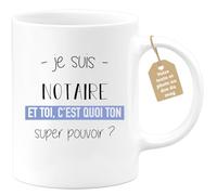 quotedazur Café-Croissant - Mug Personnalisé Tasse Cadeau Noël Je Suis Notaire Et Toi C'Est Quoi Ton Super Pouvoir - Blanc/Céramique