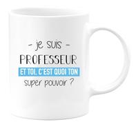 quotedazur Café-Croissant - Mug Personnalisé Tasse Cadeau Noël Je Suis Professeur Et Toi C'Est Quoi Ton Super Pouvoir - Blanc/Céramique