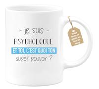 quotedazur Café-Croissant - Mug Personnalisé Tasse Cadeau Noël Je Suis Psychologue Et Toi C'Est Quoi Ton Super Pouvoir - Blanc/Céramique