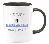 quotedazur Café-Croissant - Mug Personnalisé Tasse Cadeau Noël Je Suis Rh Et Toi C'Est Quoi Ton Super Pouvoir - Noir/Céramique