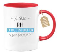 quotedazur Café-Croissant - Mug Personnalisé Tasse Cadeau Noël Je Suis Rh Et Toi C'Est Quoi Ton Super Pouvoir - Rouge/Céramique