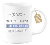 quotedazur Café-Croissant - Mug Personnalisé Tasse Cadeau Noël Je Suis Secretaire Medicale Et Toi C'Est Quoi Ton Super Pouvoir - Blanc/Céramique