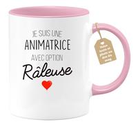 quotedazur Café-Croissant - Mug Personnalisé Tasse Cadeau Noël Je Suis Une Animatrice Avec Option Râleuse - Rose/Céramique