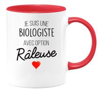 quotedazur Café-Croissant - Mug Personnalisé Tasse Cadeau Noël Je Suis Une Biologiste Avec Option Râleuse - Rouge/Céramique