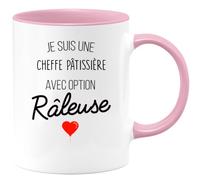 quotedazur Café-Croissant - Mug Personnalisé Tasse Cadeau Noël Je Suis Une Cheffe Pâtissière Avec Option Râleuse - Rose/Céramique