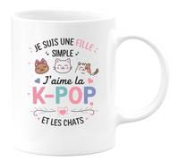 quotedazur Café-Croissant - Mug Personnalisé Tasse Cadeau Noël Je Suis Une Fille Simple Jaime La K- Pop Et Les Chats - Vert/Céramique