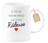 quotedazur Café-Croissant - Mug Personnalisé Tasse Cadeau Noël Je Suis Une Secrétaire Médicale Avec Option Râleuse - Blanc/Céramique