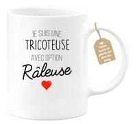 quotedazur Café-Croissant - Mug Personnalisé Tasse Cadeau Noël Je Suis Une Tricoteuse Avec Option Râleuse - Blanc/Céramique