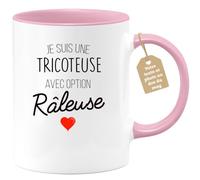 quotedazur Café-Croissant - Mug Personnalisé Tasse Cadeau Noël Je Suis Une Tricoteuse Avec Option Râleuse - Rose/Céramique