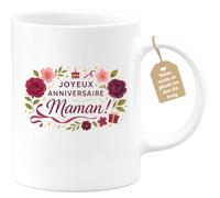 quotedazur Café-Croissant - Mug Personnalisé Tasse Cadeau Noël Joyeux Anniversaire Maman Future Fête Des Mères Annonce Naissance - Blanc/Céramique