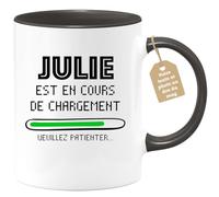 quotedazur Café-Croissant - Mug Personnalisé Tasse Cadeau Noël Julie Est En Cours De Chargement Veuillez Patienter - Noir/Céramique